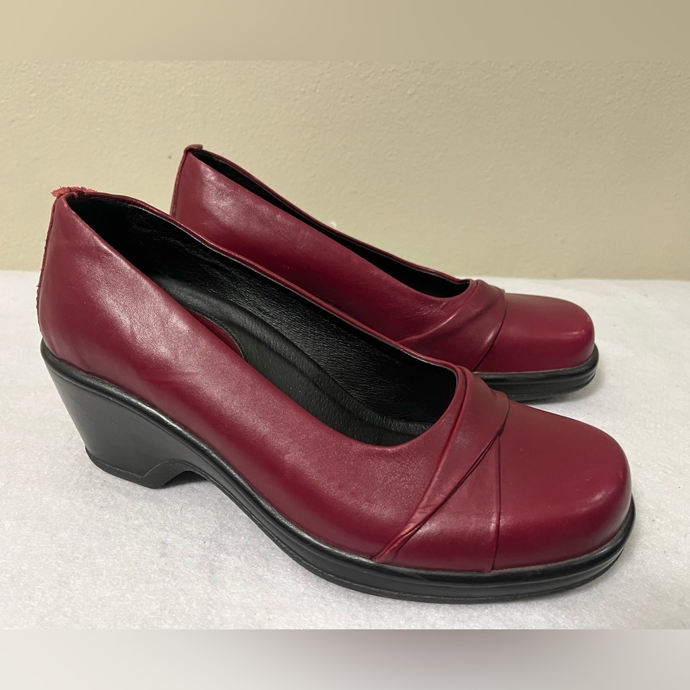 Dansko  Red Leather Mary Jane Wedge Shoes Women’s Size 37/6.5 US Wedge Heel